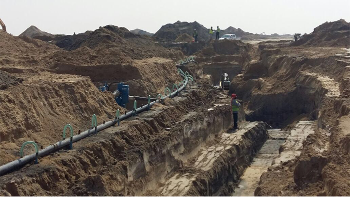 wellpoint dewatering system for infrastructure works at Kizad Industrial Area in Abu Dhabi