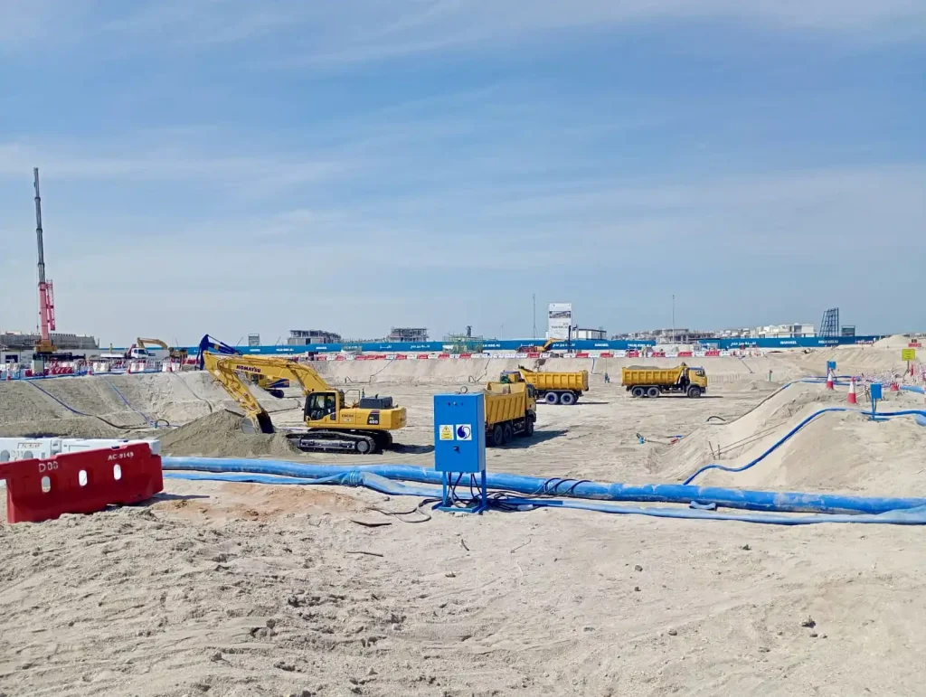 Large-scale dewatering system supporting infrastructure excavation works at Palm Jebel Ali, Dubai