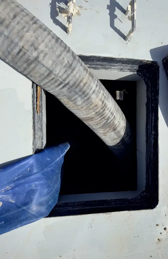 The final discharge connection point at the surface manhole.