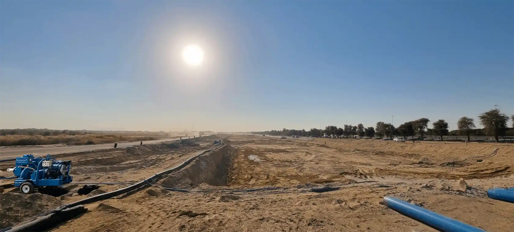 Khansaheb Sykes maintained pipeline dewatering operations on a UAE site through summer conditions